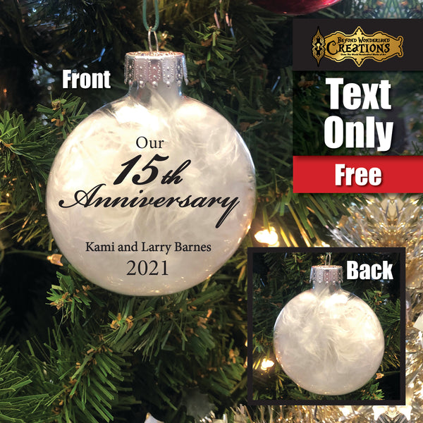 Personalized 15th Anniversary Glass Ornament