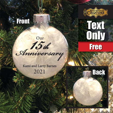 Personalized 15th Anniversary Glass Ornament