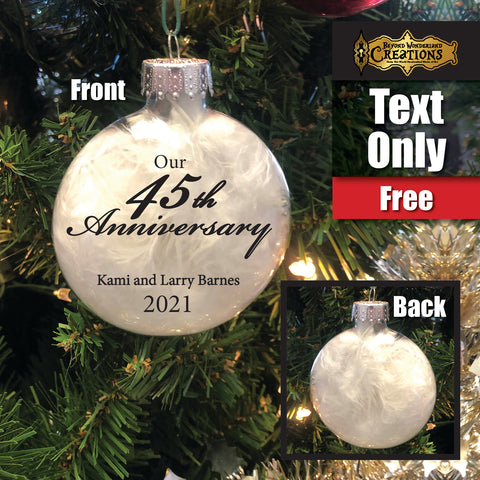 Personalized 45th Anniversary Glass Ornament