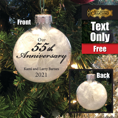 Personalized 55th Anniversary Glass Ornament