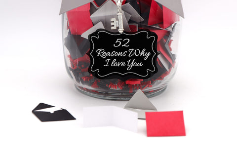 Personalized Handcrafted 52 Reasons Why I Love You Jar (Glass): Sentimental Gifts for Boyfriend or Love Gifts for Girlfriend and Cute Couple Things for Him and Her