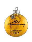 Beyond Wonderland Creations - Personalized Glass 50th Anniversary Ornament, Handcrafted & Unique 50th Anniversary Gifts (None, Custom Saying Back, Gold Feathers)