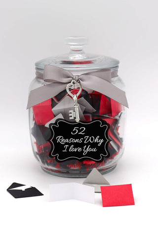 Personalized Handcrafted 52 Reasons Why I Love You Jar (Glass): Sentimental Gifts for Boyfriend or Love Gifts for Girlfriend and Cute Couple Things for Him and Her