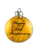 Beyond Wonderland Creations - Personalized Glass 50th Anniversary Ornament, Handcrafted & Unique 50th Anniversary Gifts (None, Custom Saying Back, Gold Feathers)