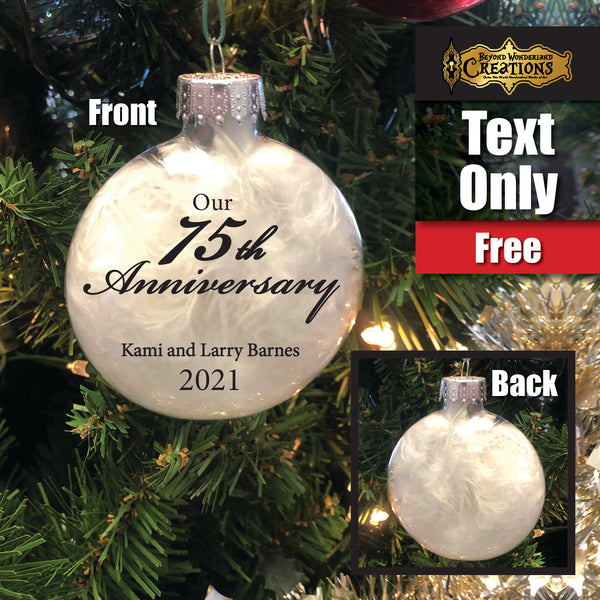 Personalized 75th Anniversary Glass Ornament