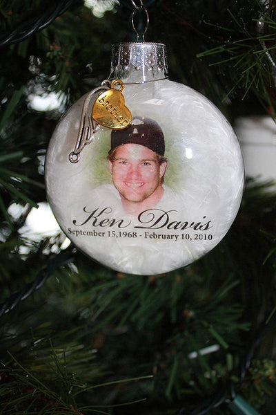 Personalized "Beautiful Memories" Memorial Glass Ornament