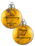 Beyond Wonderland Creations - Personalized Glass 50th Anniversary Ornament, Handcrafted & Unique 50th Anniversary Gifts (None, Custom Saying Back, Gold Feathers)