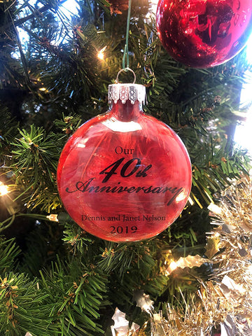 Handcrafted Personalized 40th Wedding Anniversary Christmas Ornament