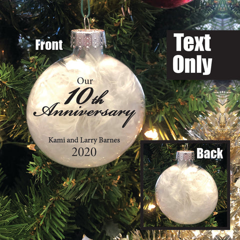 Personalized 10th Anniversary Glass Ornament